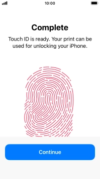 Press Continue. If you haven't previously selected a phone lock code, key in a code of your own choice twice.
