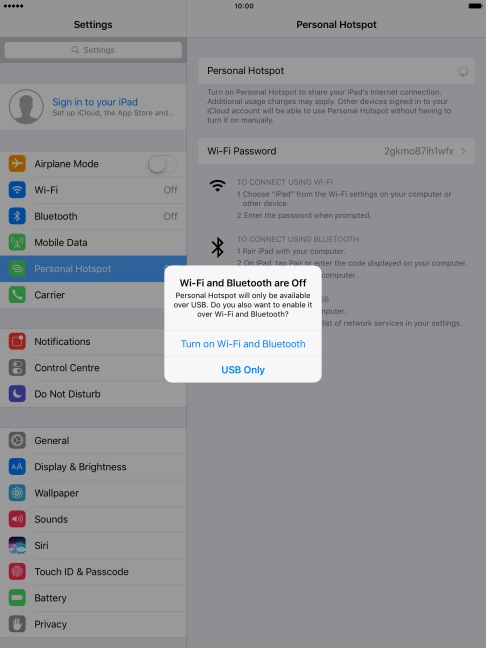 Press Turn on Wi-Fi and Bluetooth.