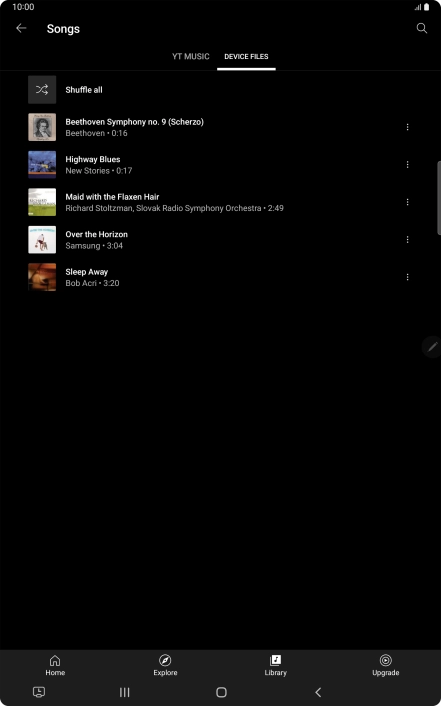 Press the required audio file. Press the required audio file.