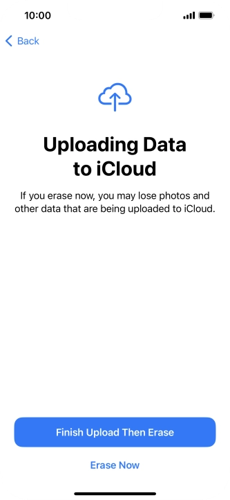 Press the required setting.