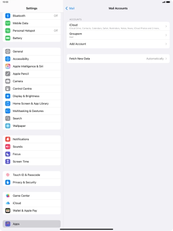 Press the name of the email account you've just set up.