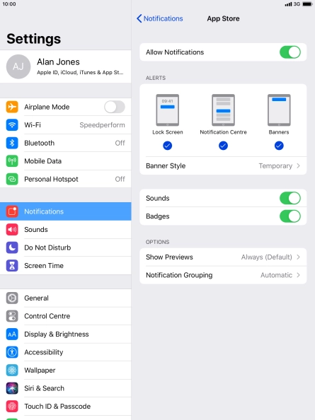 Press the indicator next to 