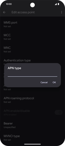 Key in default and press OK.