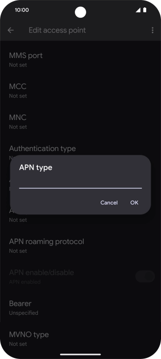 Key in default and press OK.