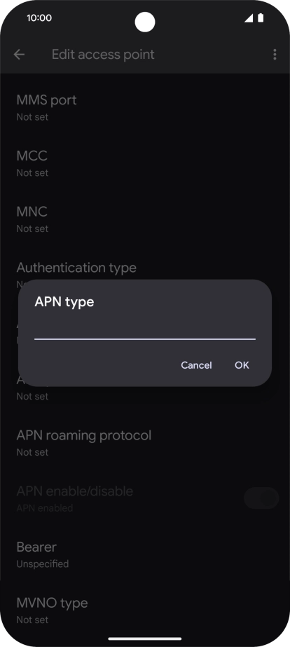 Key in default and press OK.