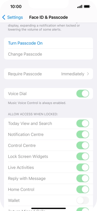 Press Turn Passcode On and key in a phone lock code of your own choice twice.