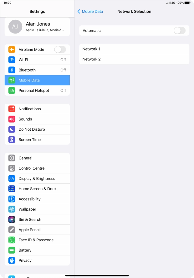 If you turn off the function, press the required network.