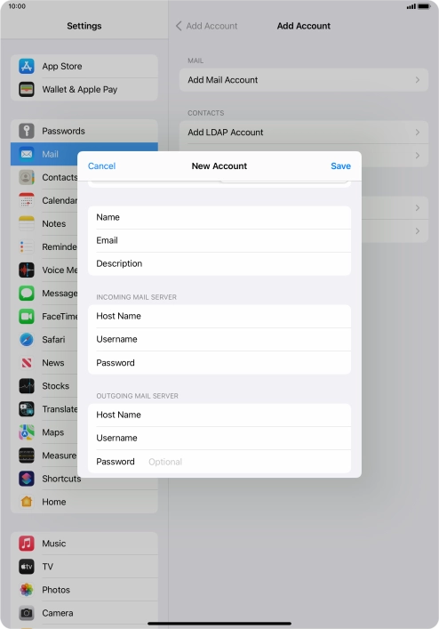 Press Password and key in the password for your email account. Please note that if you're using Vodafone's outgoing server, leave the password field empty. Press Password and key in the password for your email account. Please note that if you're using Vodafone's outgoing server, leave the password field empty.