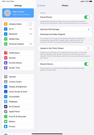 Press the indicator next to 