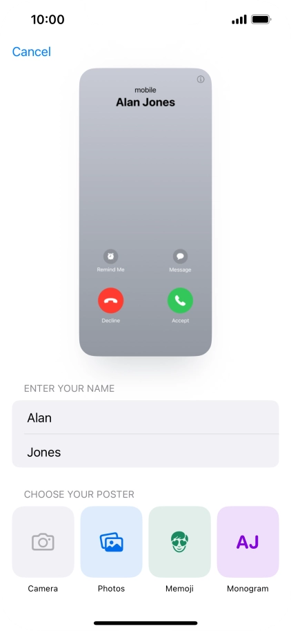 Press the required category and follow the instructions on the screen to select and save the required picture to your Contact Poster.