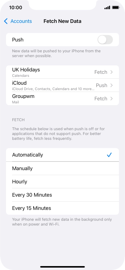 If you turn off the function, press the required setting.
