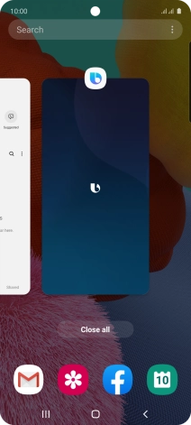 To end one running application, slide your finger upwards on the required application.