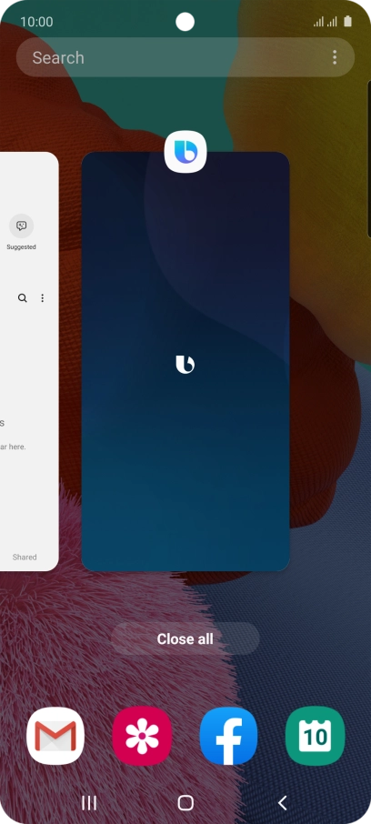 To end one running application, slide your finger upwards on the required application.