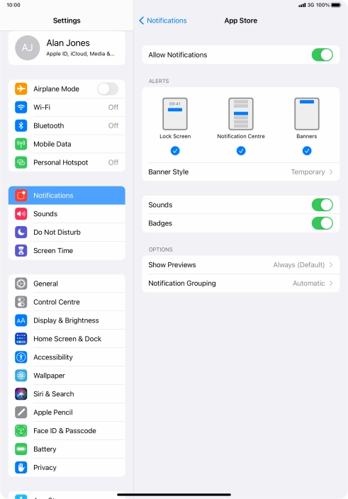 Press the indicator next to 