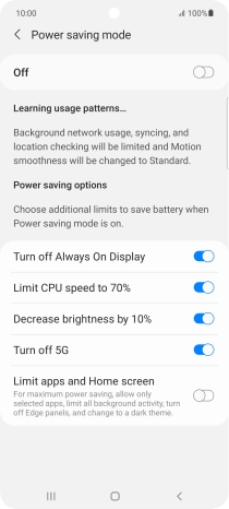 Press the indicators next to the required settings.