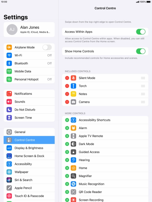 Press the indicator next to 