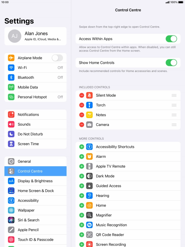 Press the indicator next to 