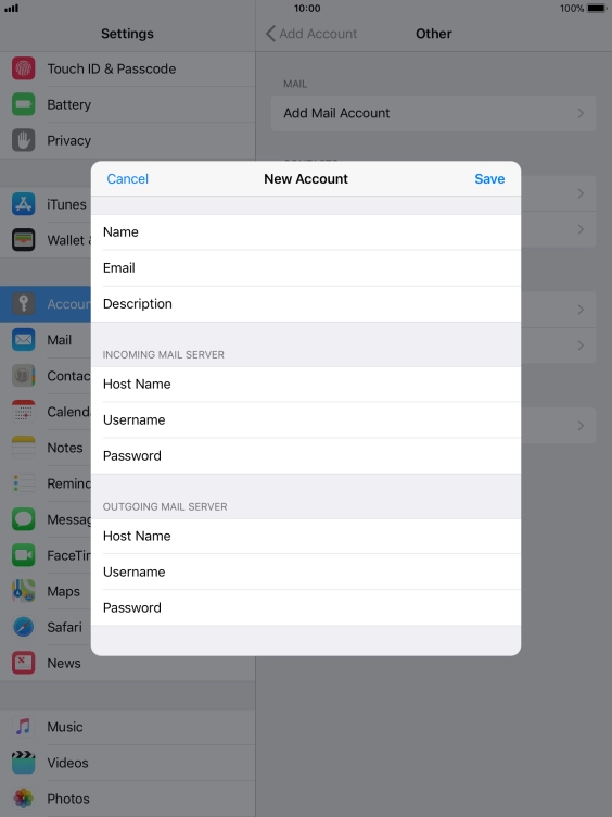 Press Save. Your email account has now been set up. To select more settings for incoming and outgoing server, proceed with the following steps.