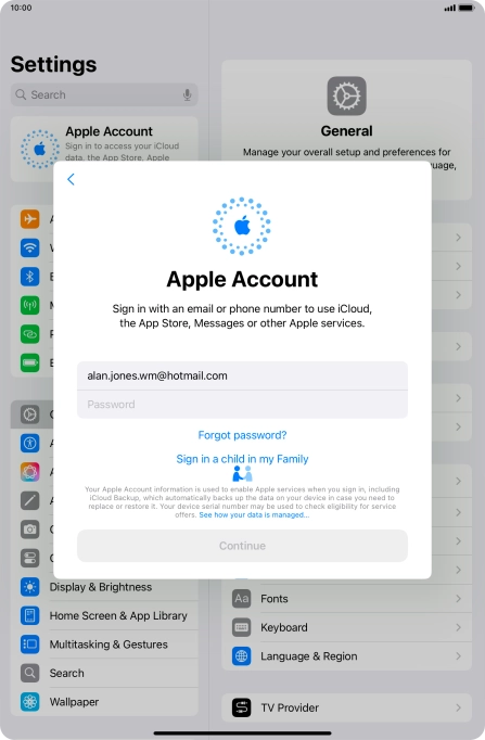 Press Password and key in the password for your Apple ID. Press Password and key in the password for your Apple ID.