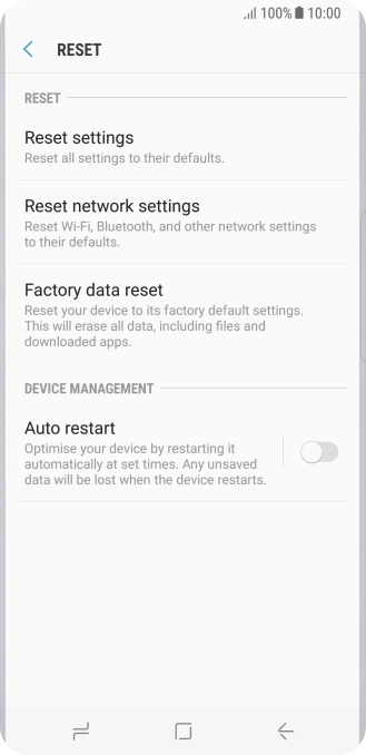 Press Factory data reset.