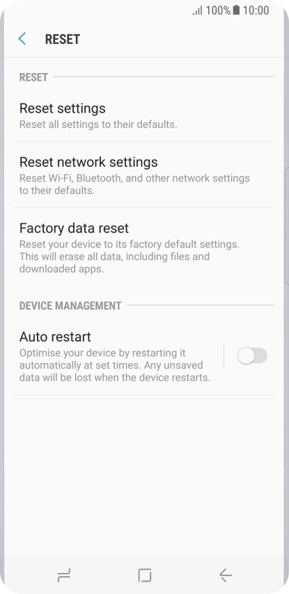 Press Factory data reset.
