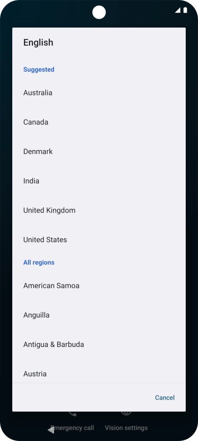 Press the required country.