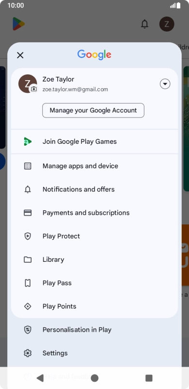 Press Manage apps and device.