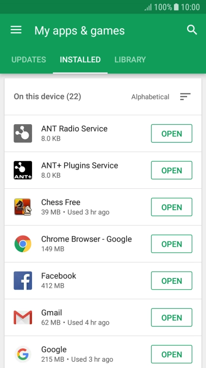 Press the required app.