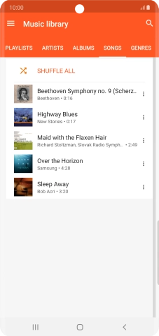 Press the required audio file.