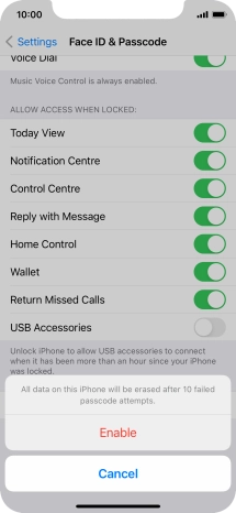 If you turn on the function, press Enable.