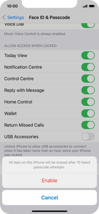 If you turn on the function, press Enable.