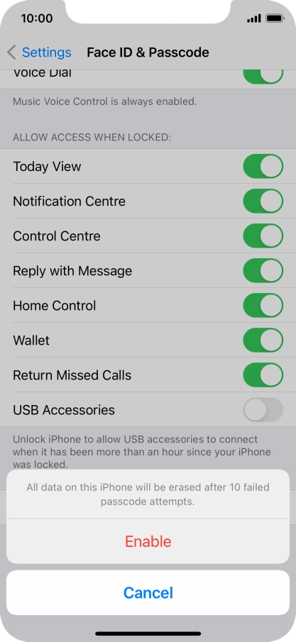 If you turn on the function, press Enable.