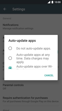 To turn off automatic update of apps, press Do not auto-update apps..