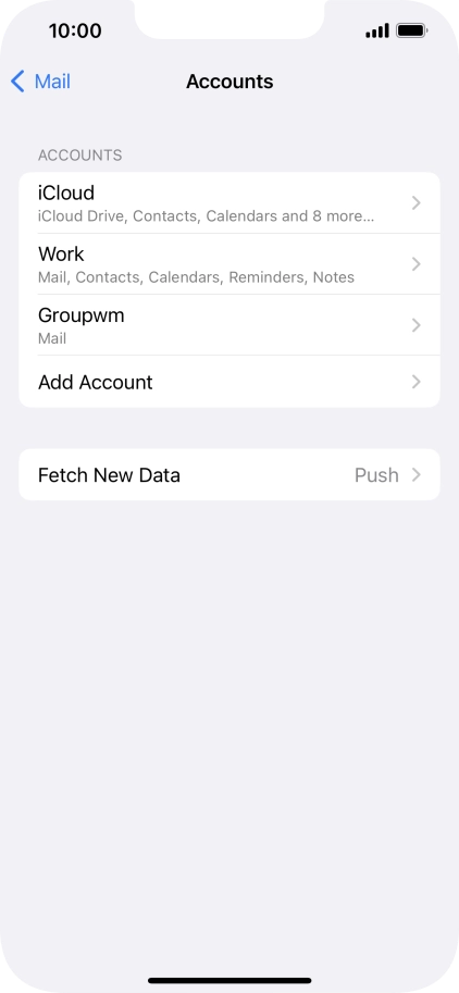 Press the name of the email account you've just set up.