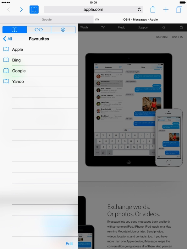Press the required bookmark.
