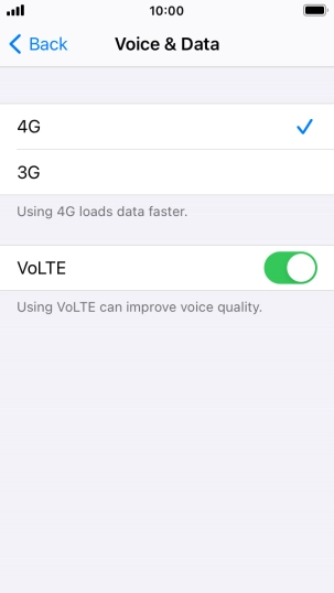Press the required network mode.