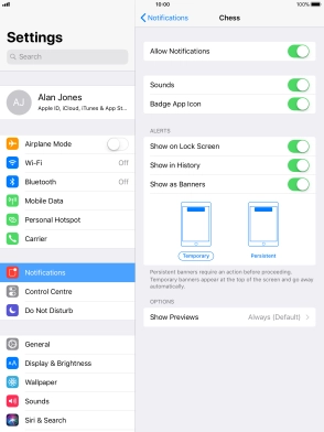 Press the indicator next to 