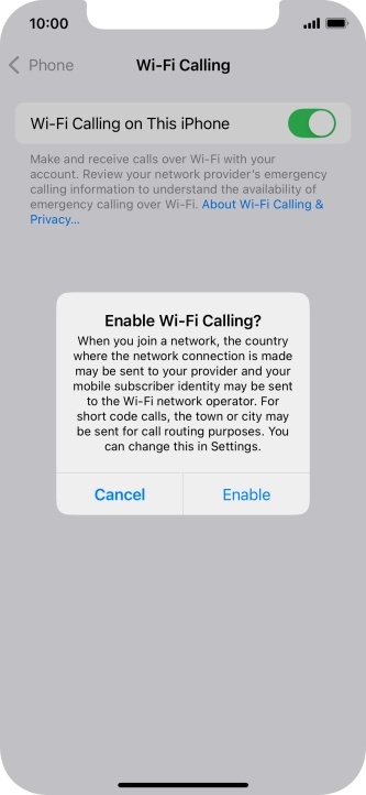 If you turn on the function, press Enable.