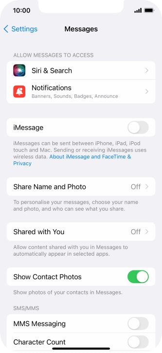 Press the indicator next to 