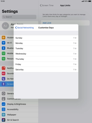 Press the required days.