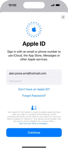 Press Password and key in the password for your Apple ID.