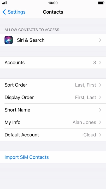 Press Import SIM Contacts.