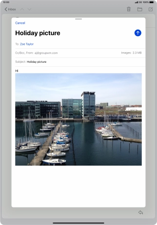 Press the send icon when you've finished your email message.