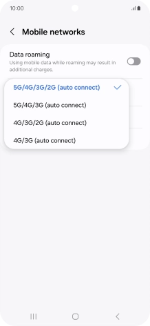 Press the required network mode.