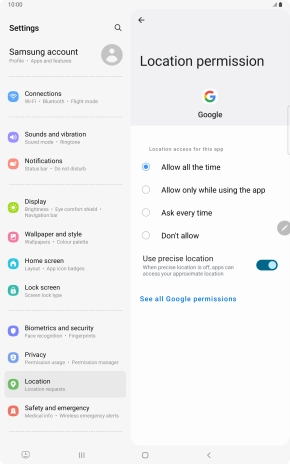 Press the required setting. Press the required setting.
