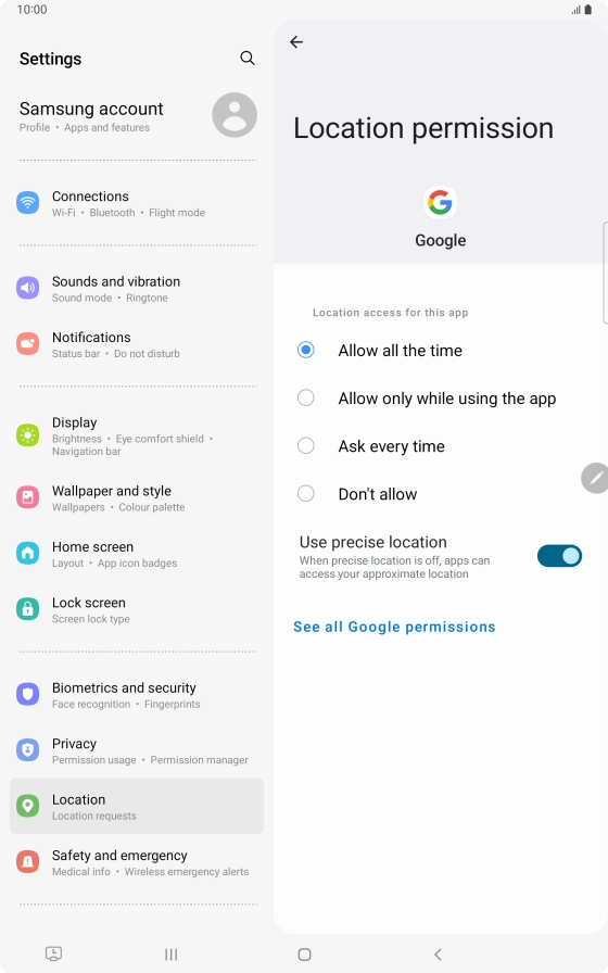 Press the required setting. Press the required setting.