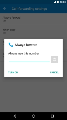 Key in +61414121121 and press TURN ON.