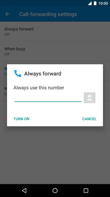 Key in +61414121121 and press TURN ON.