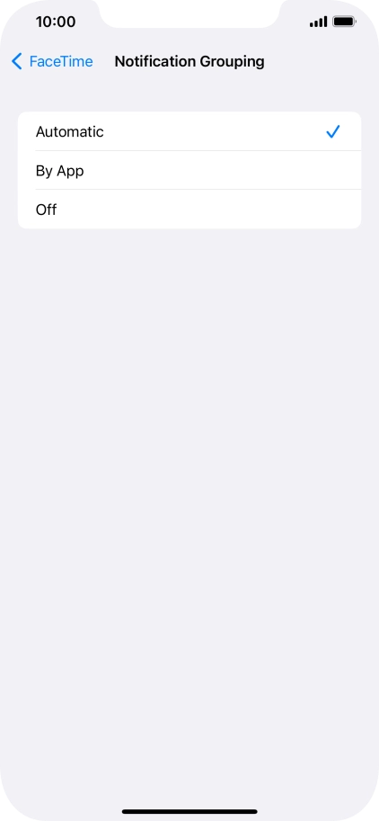 Press the required setting.