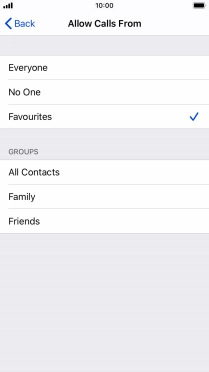 Press the required setting to select which contacts can call you even though Do Not Disturb is turned on.